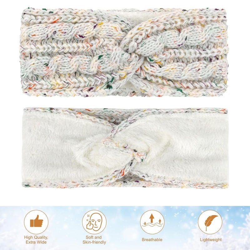 Cavetee Headbands, 2 Pieces Winter Hairbands for Women - Warm Wool Ear Muffs, Crochet Headbands for Women, Elastic for Women Girls - Image 4